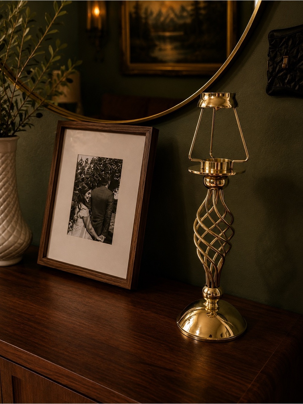 Brass Twisted Column Table Lamp - Gold